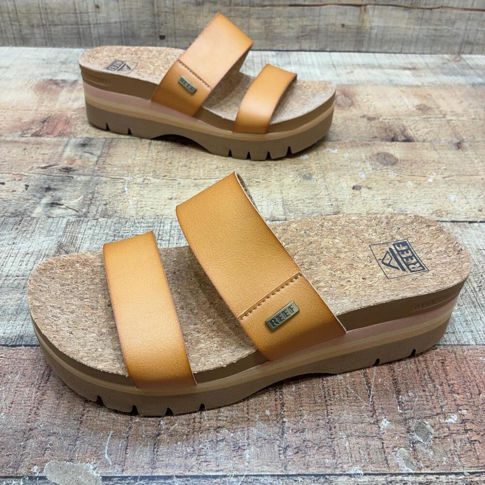 Reef Cushion Vista Hi Sandals Womens Size 8 38.5 Brown Platform Wedge Shoes
